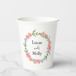 Rosa und orangefarbene Sommer-Blumenpapier-Tasse Pappbecher