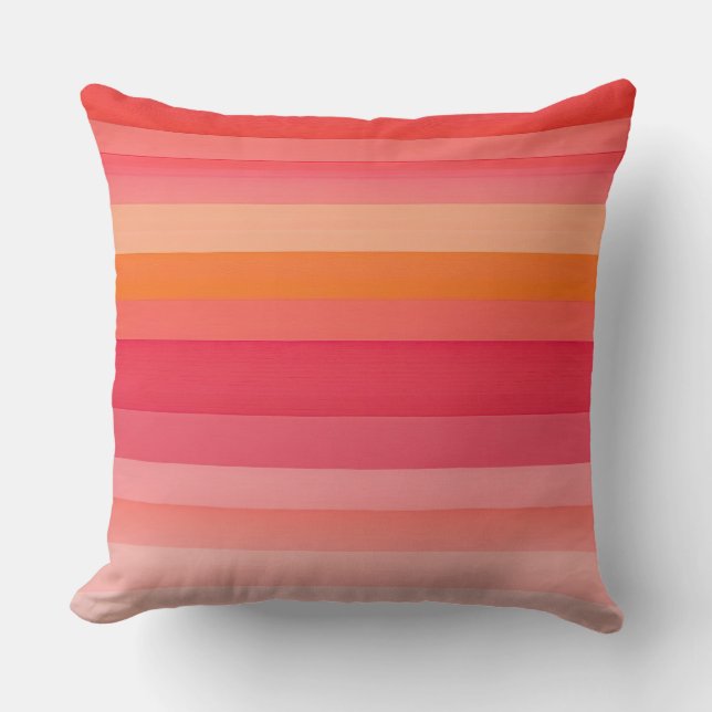 Rosa und orangefarbene Streifen Kissen (Vorderseite)