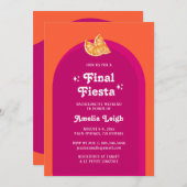 Rosa und orangefarbene Sunset Final Fiesta Bachelo Einladung (Vorne/Hinten)