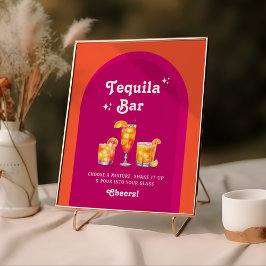 Rosa und orangefarbene Sunset Retro Tequila Bar Poster