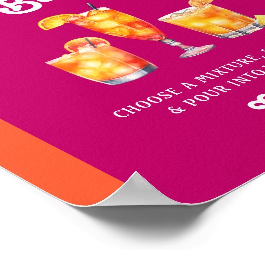 Rosa und orangefarbene Sunset Retro Tequila Bar Poster (Ecke)