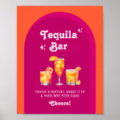 Rosa und orangefarbene Sunset Retro Tequila Bar Poster (Vorne)
