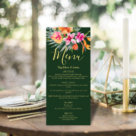 Rosa und orangefarbene tropische Floralfarben auf  Menükarte