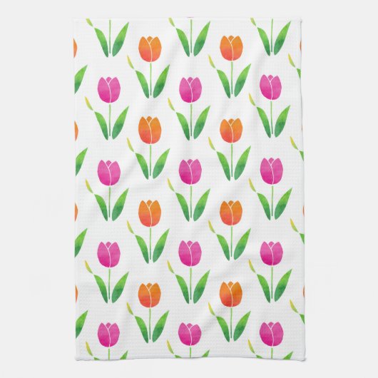 Rosa und orangefarbene Wasserfarben Geschirrtuch (Vertikal)