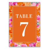 Rosa und orangefarbene Wasserfarben Tabelle 7 Hoch Tischnummer (Rückseite)