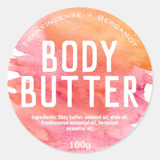 Rosa und orangefarbene Wasserfarbenkennzeichnungen Runder Aufkleber (Vorderseite)