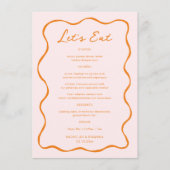 Rosa und orangefarbene Wave Wedding Menükarte (Vorderseite)