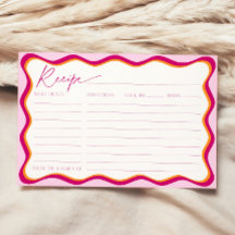Rosa und orangefarbene wavy-Rezept-Karte des Braut