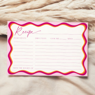 Rosa und orangefarbene wavy-Rezept-Karte des Braut Einladung