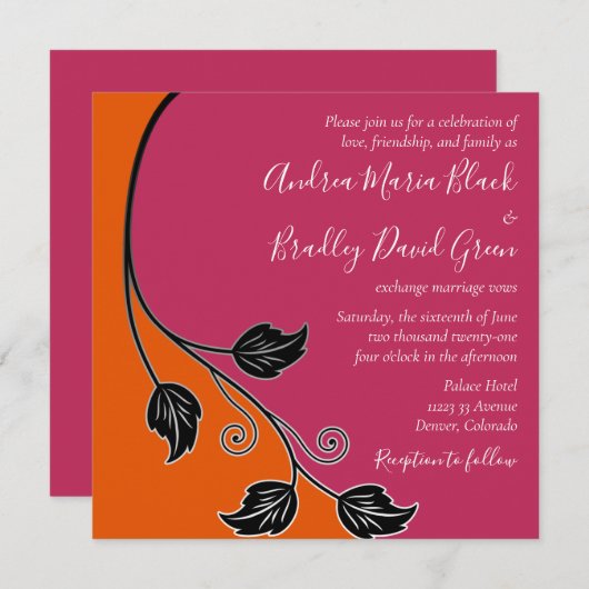 Rosa und orangefarbene Weinrebe Einladung zur Hoch (Vorne/Hinten)