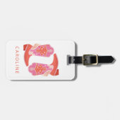 Rosa und orangefarbene Western Cowboy Boots Person Gepäckanhänger (Vorderseite horizontal)