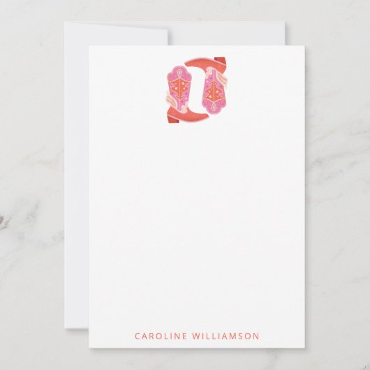 Rosa und orangefarbene Western Cowboy Boots Person Mitteilungskarte (Vorderseite)