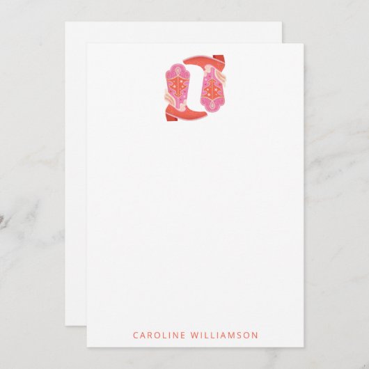 Rosa und orangefarbene Western Cowboy Boots Person Mitteilungskarte (Vorne/Hinten)