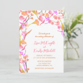 Rosa und orangefarbene Wildblume Einladung (Stehend Vorderseite)