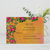 Rosa und orangefarbene Wildblumen Hochzeitsszenari Einladung (Stehend Vorderseite)