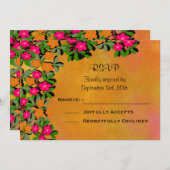 Rosa und orangefarbene Wildblumen Hochzeitsszenari Einladung (Vorne/Hinten)