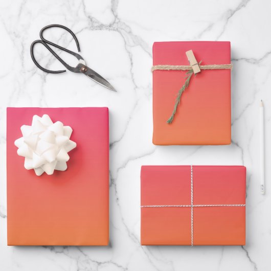 Rosa und orangefarbener Farbverlauf Geschenkpapier Set (Vorderseite)