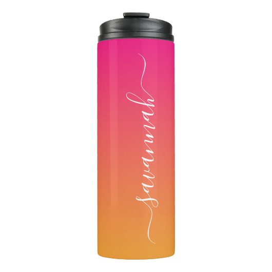 Rosa und orangefarbener Farbverlauf Thermosbecher (Vorderseite)