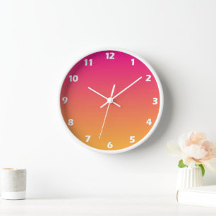 Rosa und orangefarbener Farbverlauf Uhr