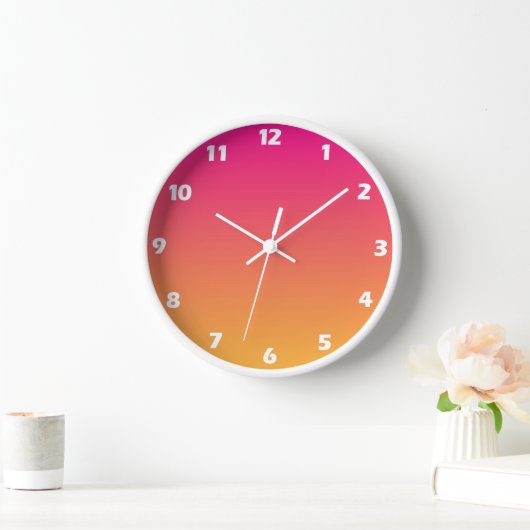 Rosa und orangefarbener Farbverlauf Uhr (Zuhause)