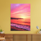 Rosa und orangefarbener Himmel schöner Sonnenunter Leinwanddruck (Insitu (Wohnzimmer))