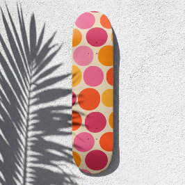 Rosa und orangefarbener Retro-Inspirierter Polka-D Skateboard