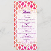 Rosa und orangefarbenes arabisches marokkanisches menükarte (Vorne/Hinten)