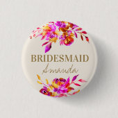 Rosa und orangefarbenes Brautparty Button (Vorderseite)