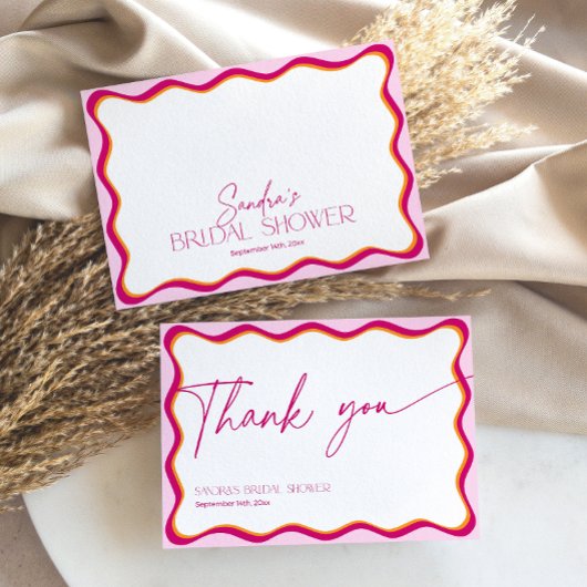 Rosa und orangefarbenes Brautparty Dankeskarte