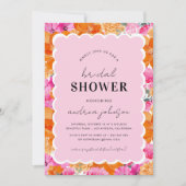 Rosa und orangefarbenes Brautparty Einladung (Vorderseite)