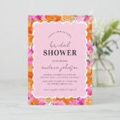 Rosa und orangefarbenes Brautparty Einladung (Stehend Vorderseite)