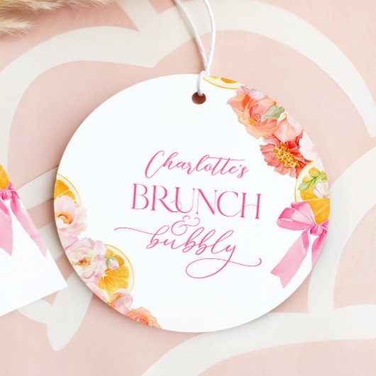 Rosa und orangefarbenes Brautparty Geschenkanhänger