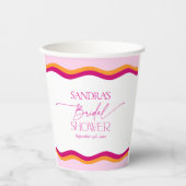 Rosa und orangefarbenes Brautparty Pappbecher (Vorderseite)