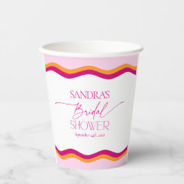 Rosa und orangefarbenes Brautparty Pappbecher