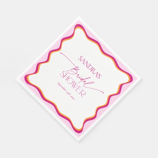 Rosa und orangefarbenes Brautparty Serviette (Ecke)