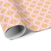 rosa und orangefarbenes Damaskusmuster Geschenkpapier (Rolleneckpunkt)