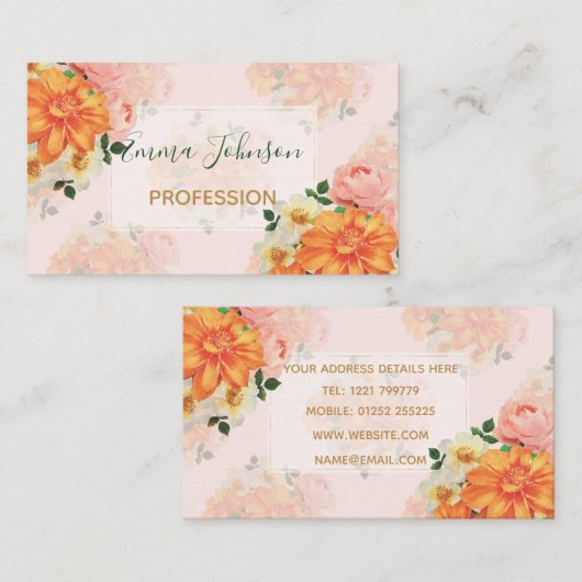 Rosa und orangefarbenes Design Visitenkarte (Vorne/Hinten)