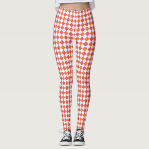 Rosa und orangefarbenes Diamantmuster Leggings