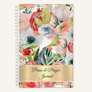 Rosa und orangefarbenes florales Lob- und Gebetsjo Notizblock
