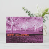 Rosa und orangefarbenes Halloween-Party Beängstige Einladung (Stehend Vorderseite)