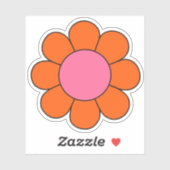 Rosa und orangefarbenes Hippie-Retro Daisy Aufkleber (Blatt)
