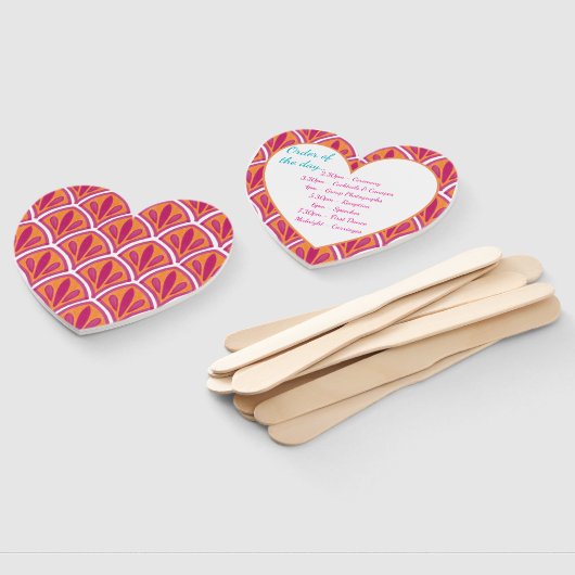 Rosa und orangefarbenes Hochzeitsprogramm Fächer (Non-assembled)