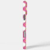 Rosa und orangefarbenes Ikat-Ogee-Muster Monogramm Case-Mate iPhone Hülle (Rückseite / Rechts)