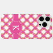 Rosa und orangefarbenes Ikat-Ogee-Muster Monogramm Case-Mate iPhone Hülle (Rückseite (Horizontal))