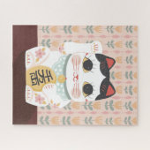 Rosa und orangefarbenes Katzenpuzzle Puzzle (Horizontal)