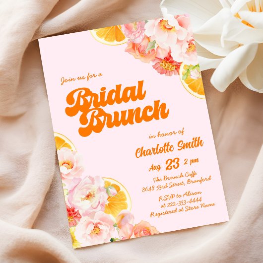 Rosa und orangefarbenes, lebhaftes Brautparty Einladung