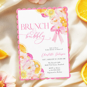 Rosa und orangefarbenes, lebhaftes Brautparty Einladung