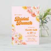 Rosa und orangefarbenes, lebhaftes Brautparty Einladung (Stehend Vorderseite)