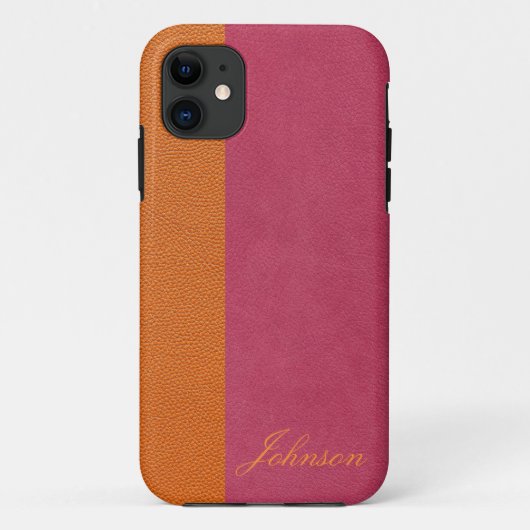 Rosa und orangefarbenes Ledersehen Case-Mate iPhone Hülle (Rückseite)