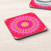 Rosa und orangefarbenes Mandala Getränkeuntersetzer (Linke Seite)